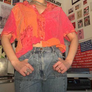 Vintage 90s Nancy Bolen for City Girl Cropped Button Up